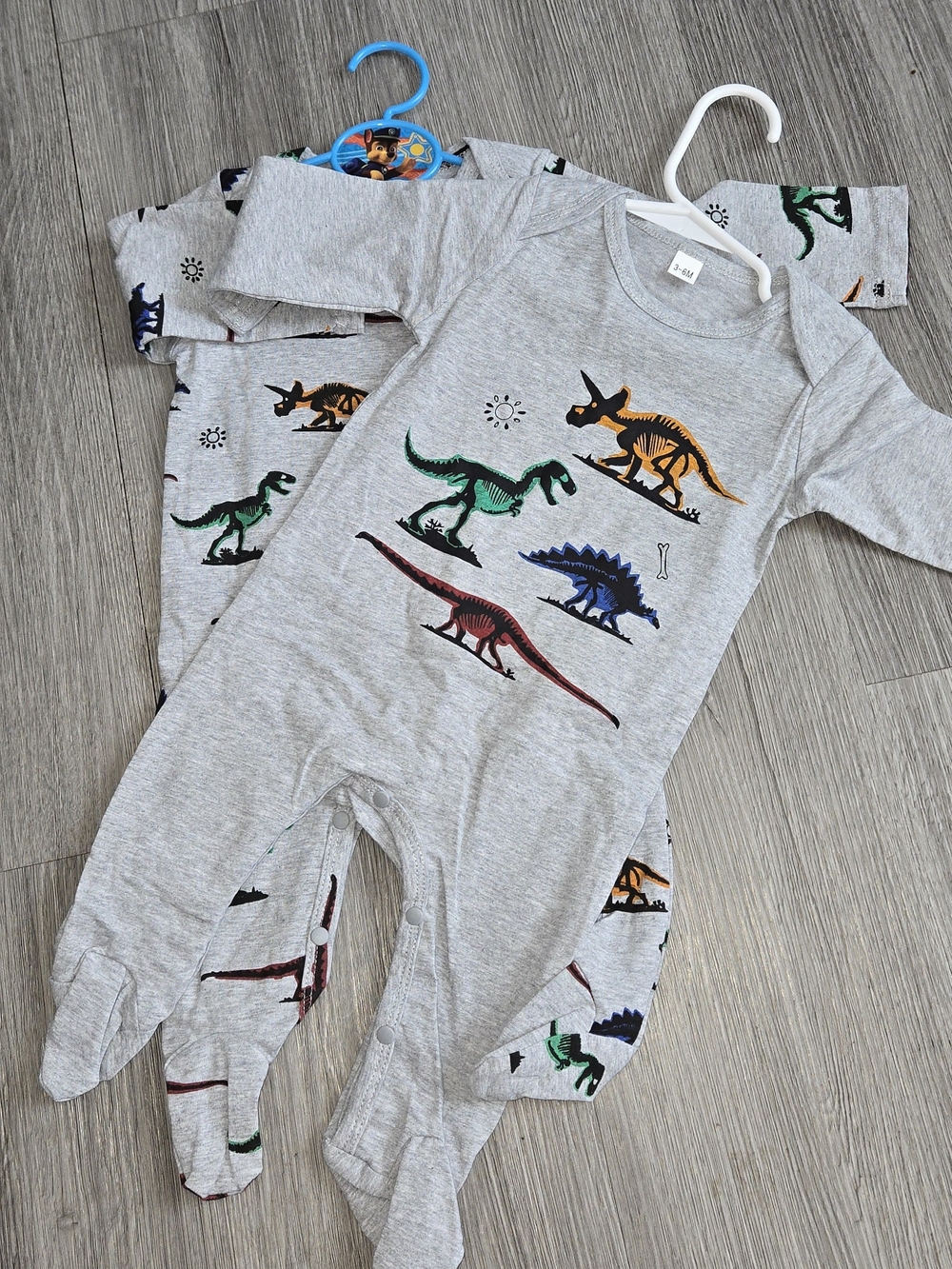 Grey Dinosaur Footed Sleep Sack for Kids - Multi-Color Dino Print
